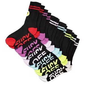 Floso Womens/Ladies Fuck Off Text Socks (Pack of 6) / Black/Multicolored